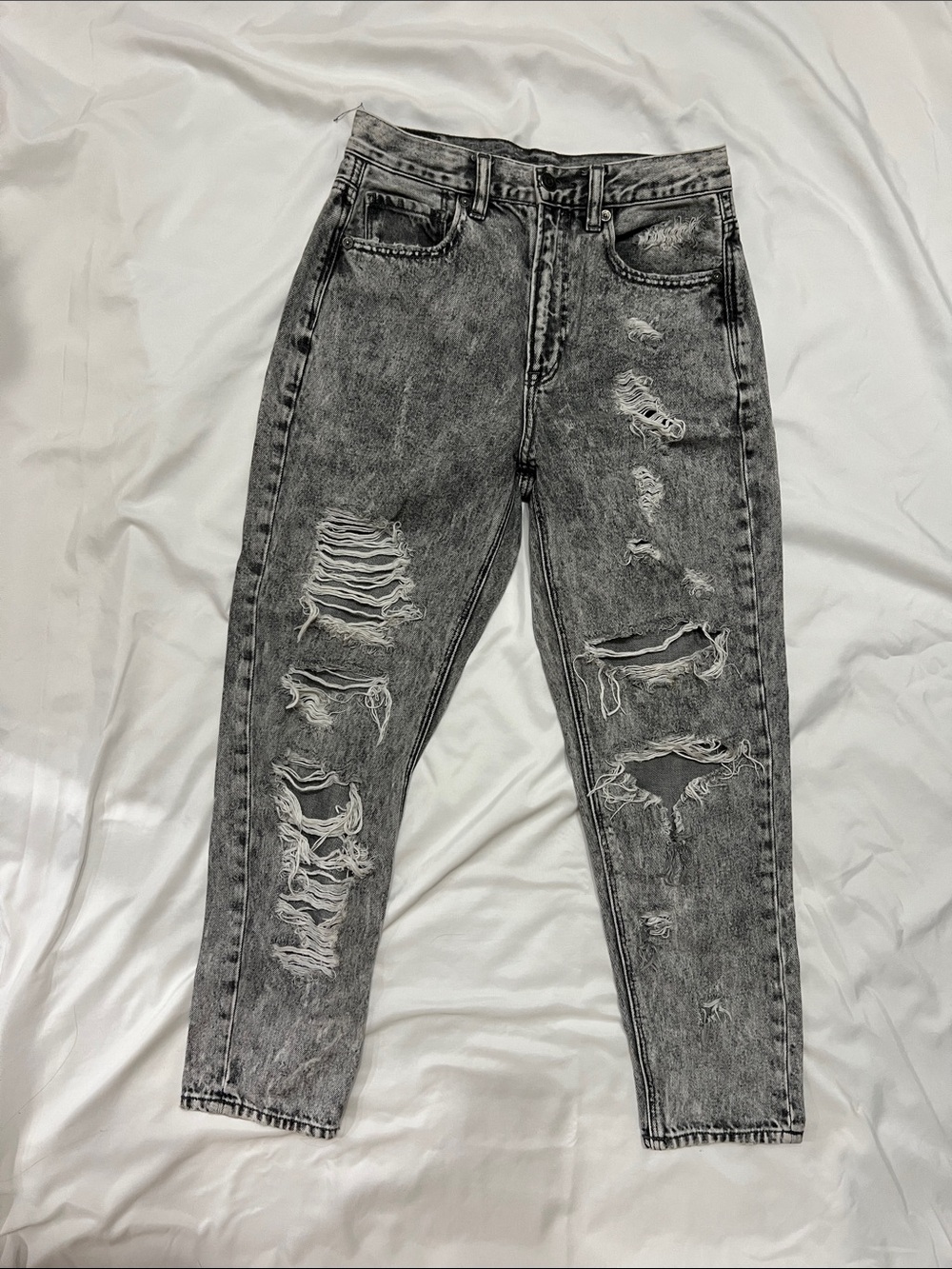 American Eagle Outfitters Black and Gray Acid Wash Jeans